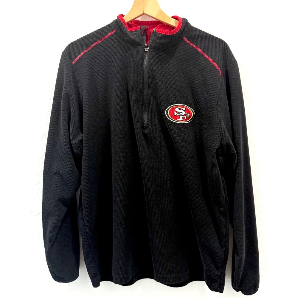 Antigua San Francisco 49ers Black/Red Glacier Quarter-Zip Pullover Jacket